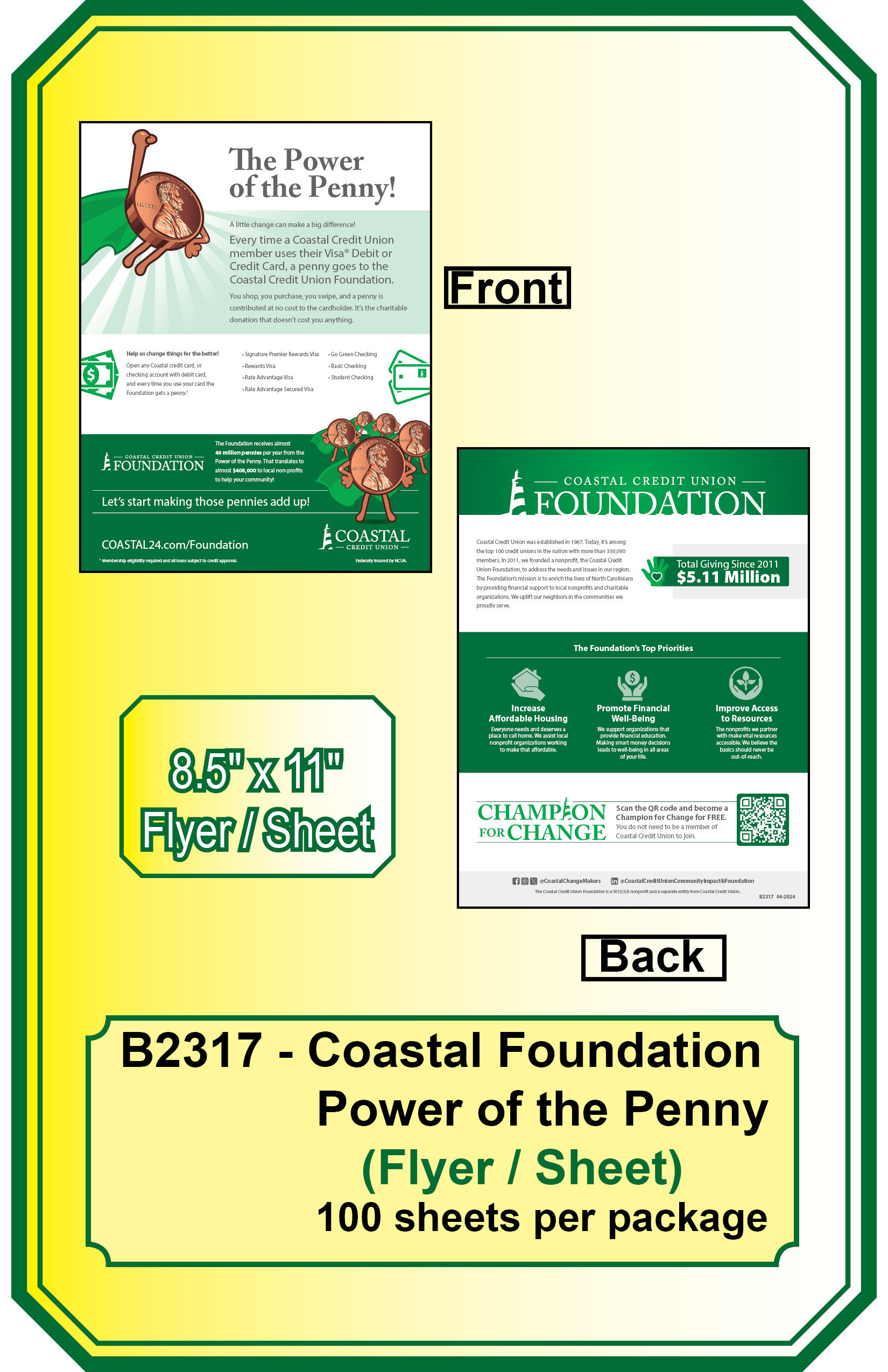 COASTAL FOUNDATION-POWER OF PENNY FLYER *<B> Order By: Pack of 100 flyers</B>